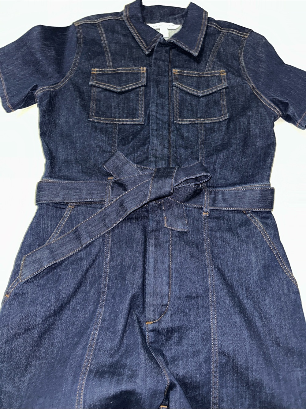 Nine West Dark Blue Denim Utility Romper - Picture 4 of 5